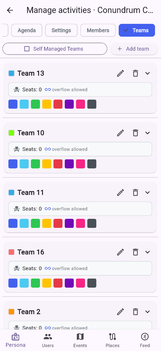 Manage teams
