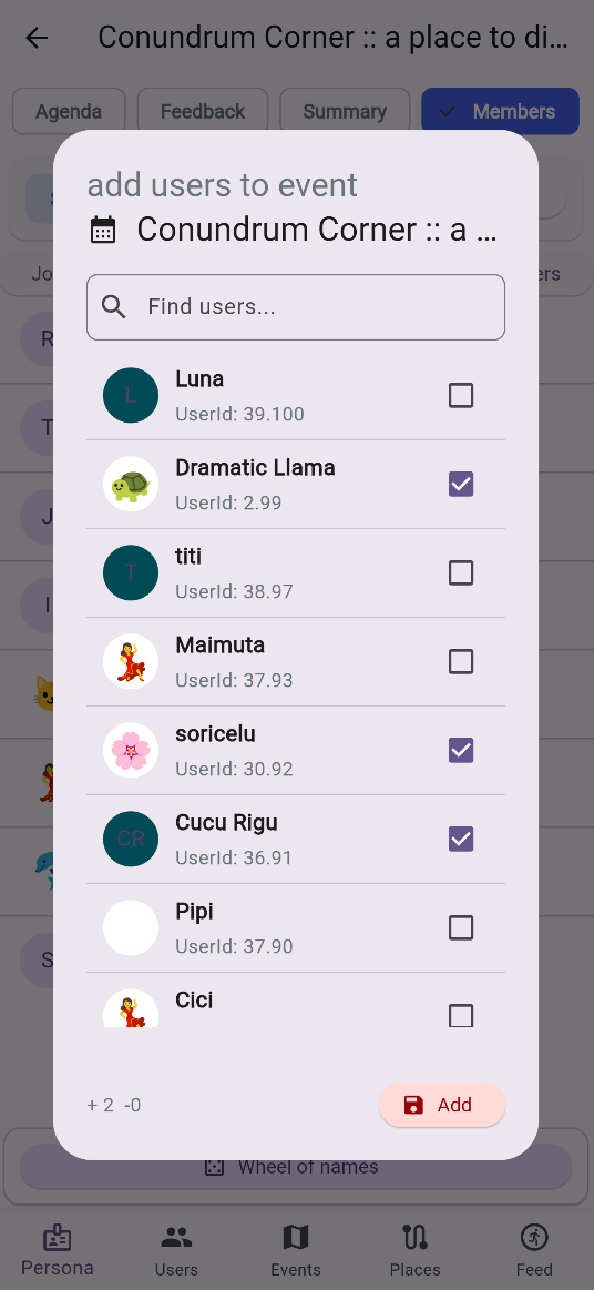 Invite users to event